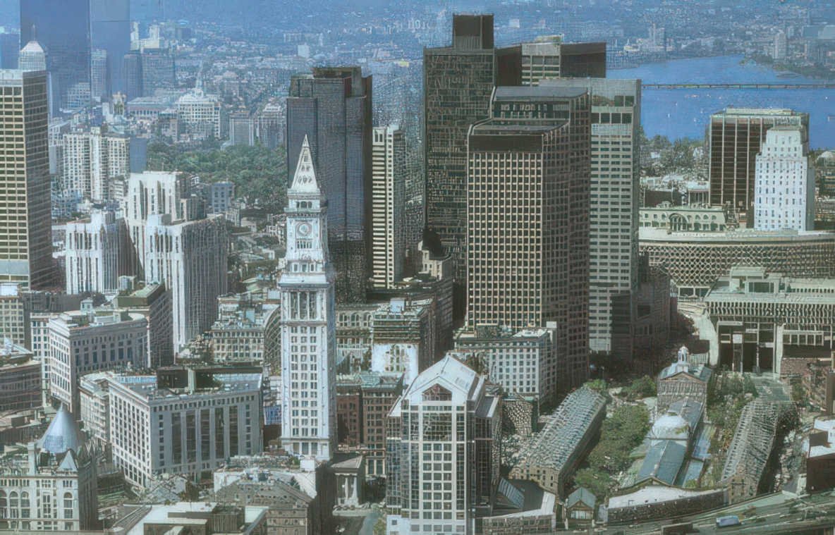 boston skyline 1980s Vintage A4 Photo Print