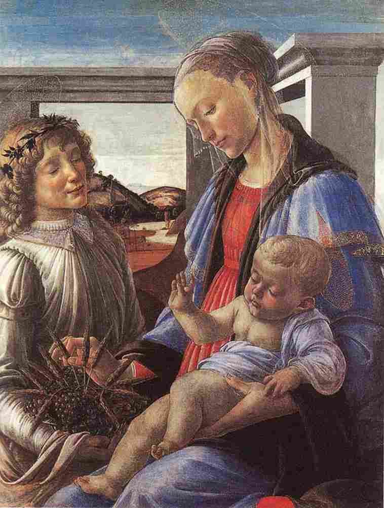 bot The Virgin and Child with an Angel Art A4 Photo Print