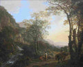 both An Italianate Landscape with Travelers on a Path main Art A4 Photo Print