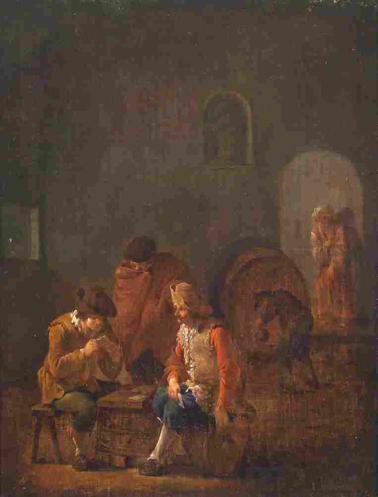 both andries card playing and carousing peasants in a vaulted cellar Art A4 Photo Print