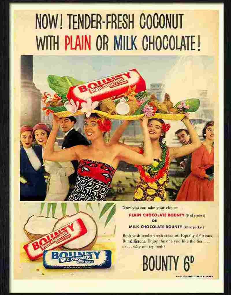 bounty chocolate 1950s Advert A4 Photo Print