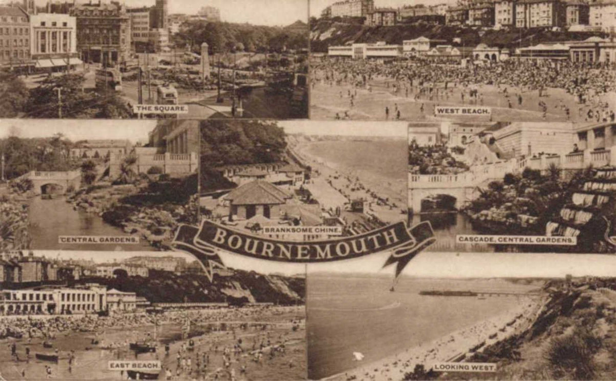 bournemouth collage beachVintage 1880s 1900s A4 Photo Print