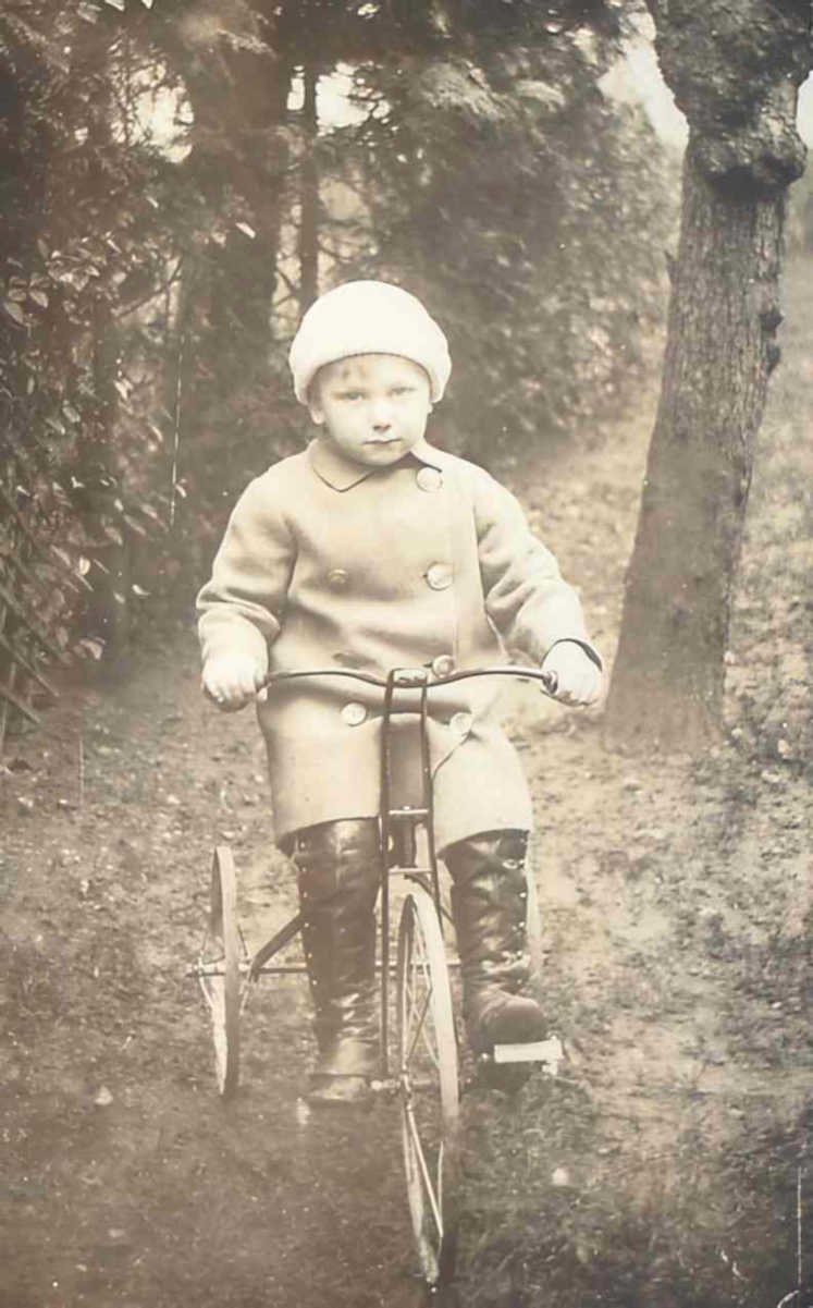 boy bicycle forest Vintage world war A4 Photo Print