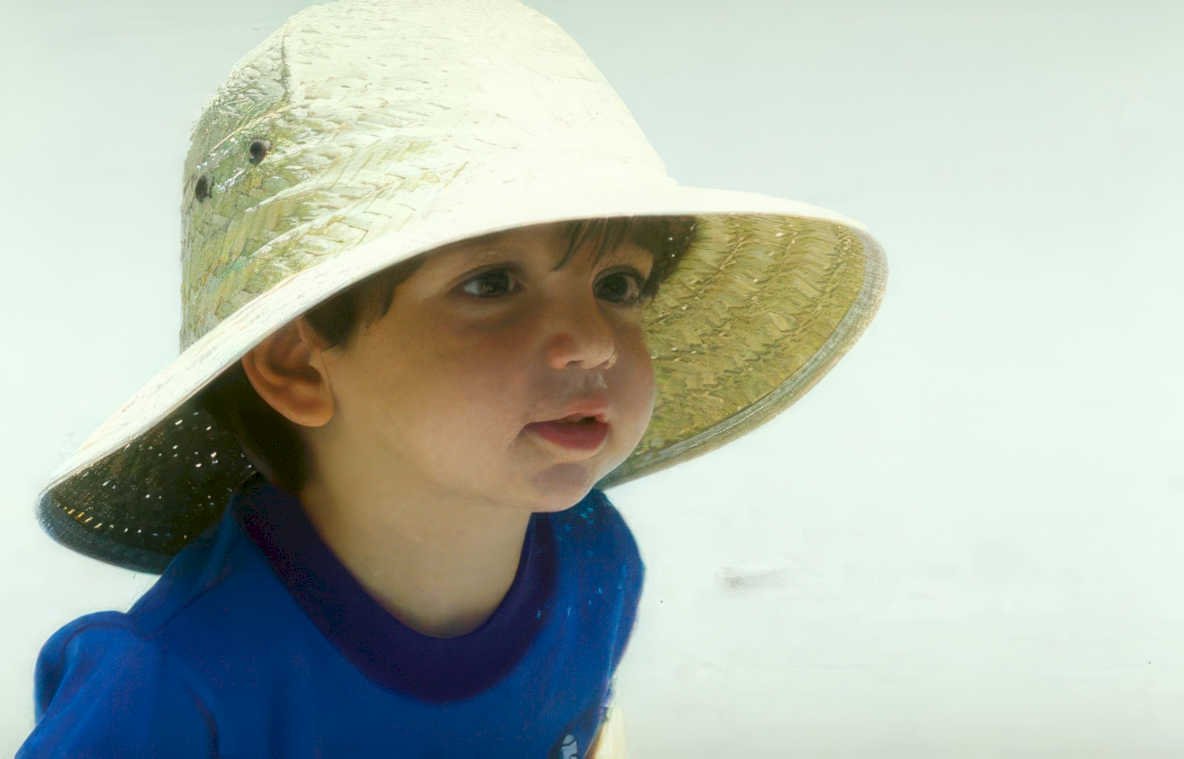 boy hat blue Vintage A4 Photo Print