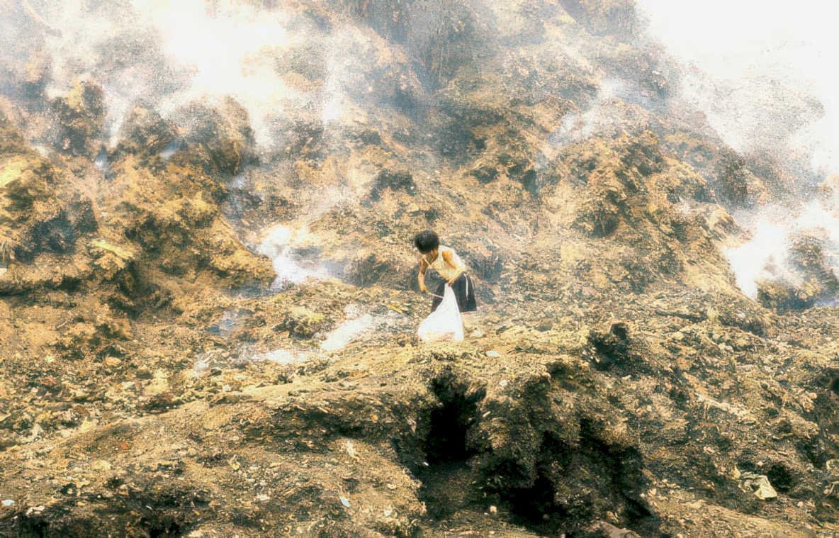 boy landfill waste Vintage A4 Photo Print