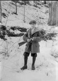 boy rifle snow Vintage world war A4 Photo Print