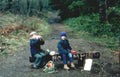 boys bench camping Vintage A4 Photo Print