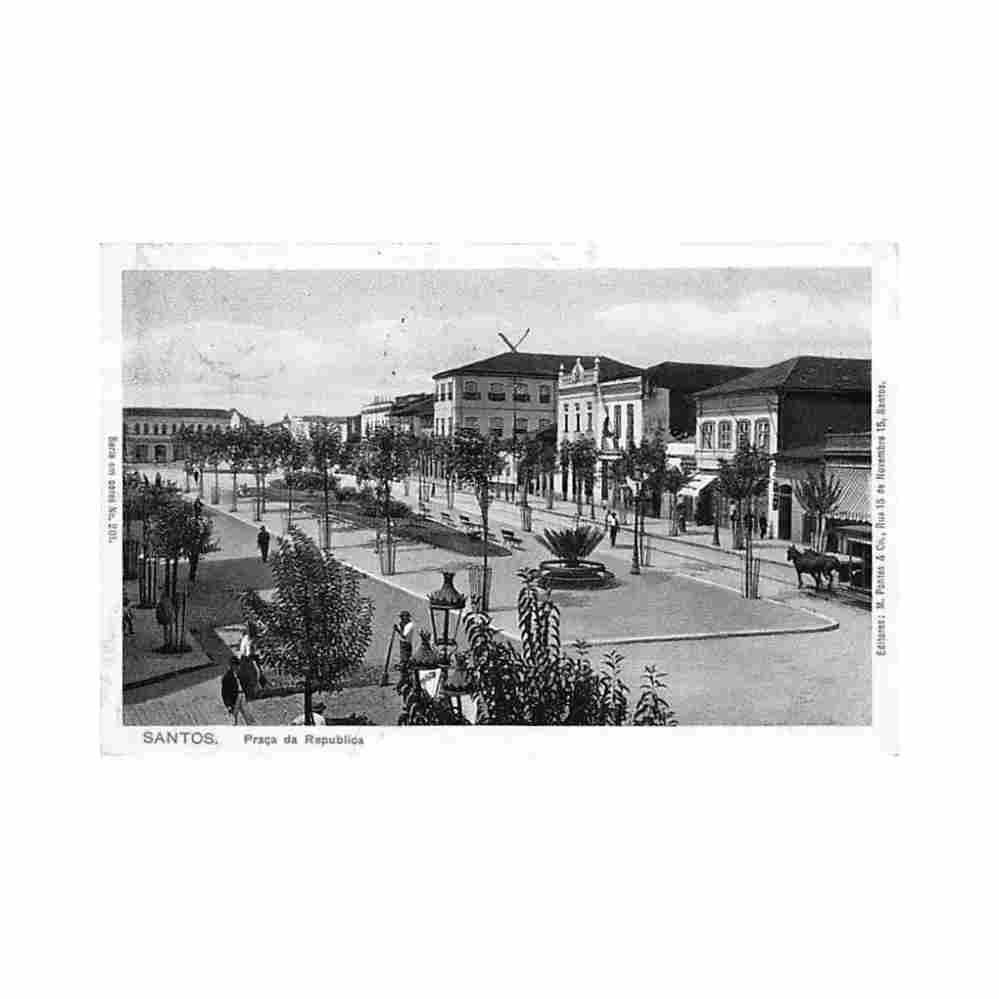 brasil brazil santos praca da republica ed m pontes e co 201 Vintage A4 Photo Print
