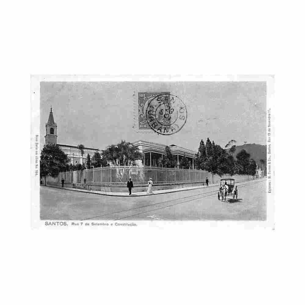brasil brazil santos rua 7 de setembro e constitucao ed m pontes co nova serie 154 Vintage A4 Photo Print