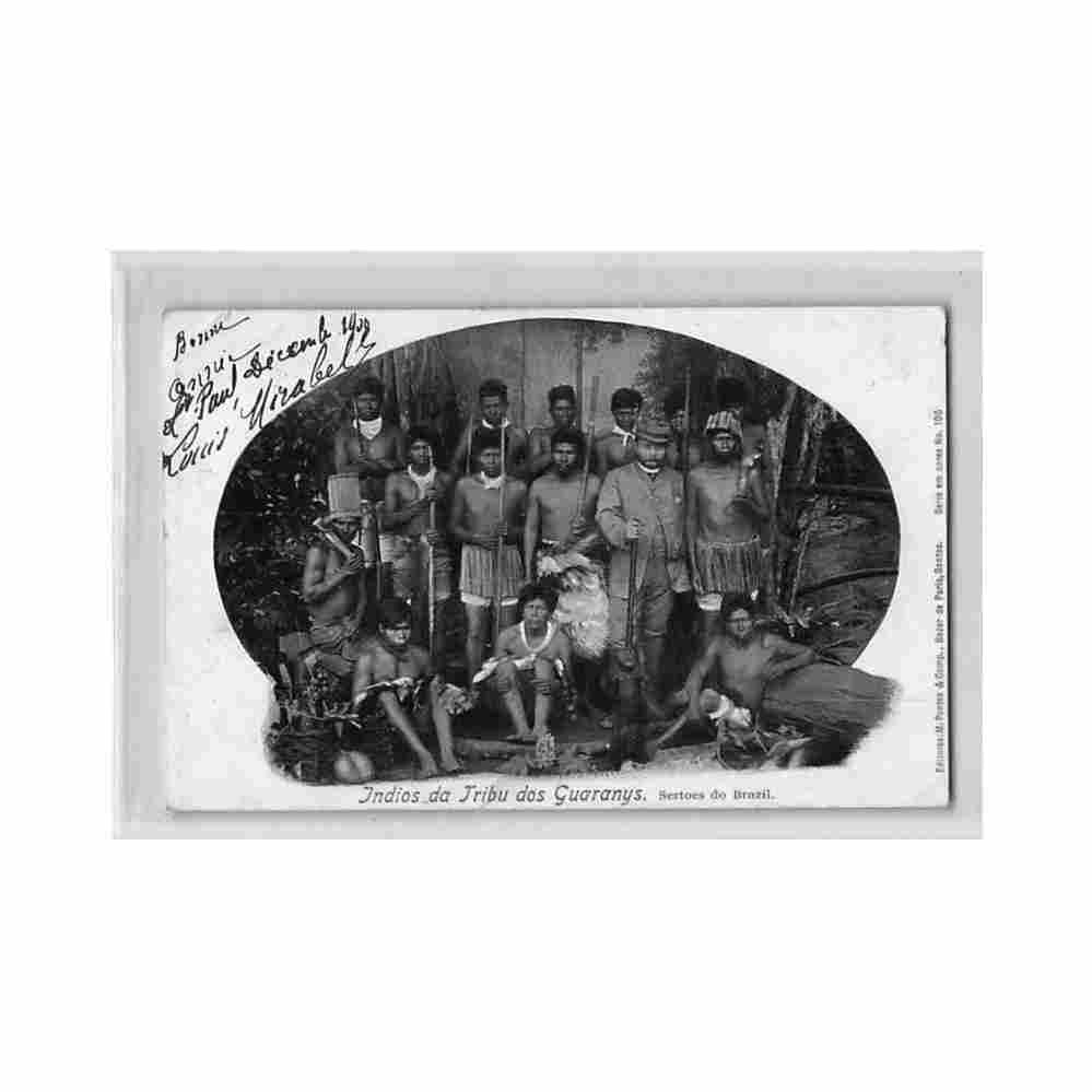 brasil indios da tribu dos guaranys sertoes do brasil ed bazar de paris Vintage A4 Photo Print