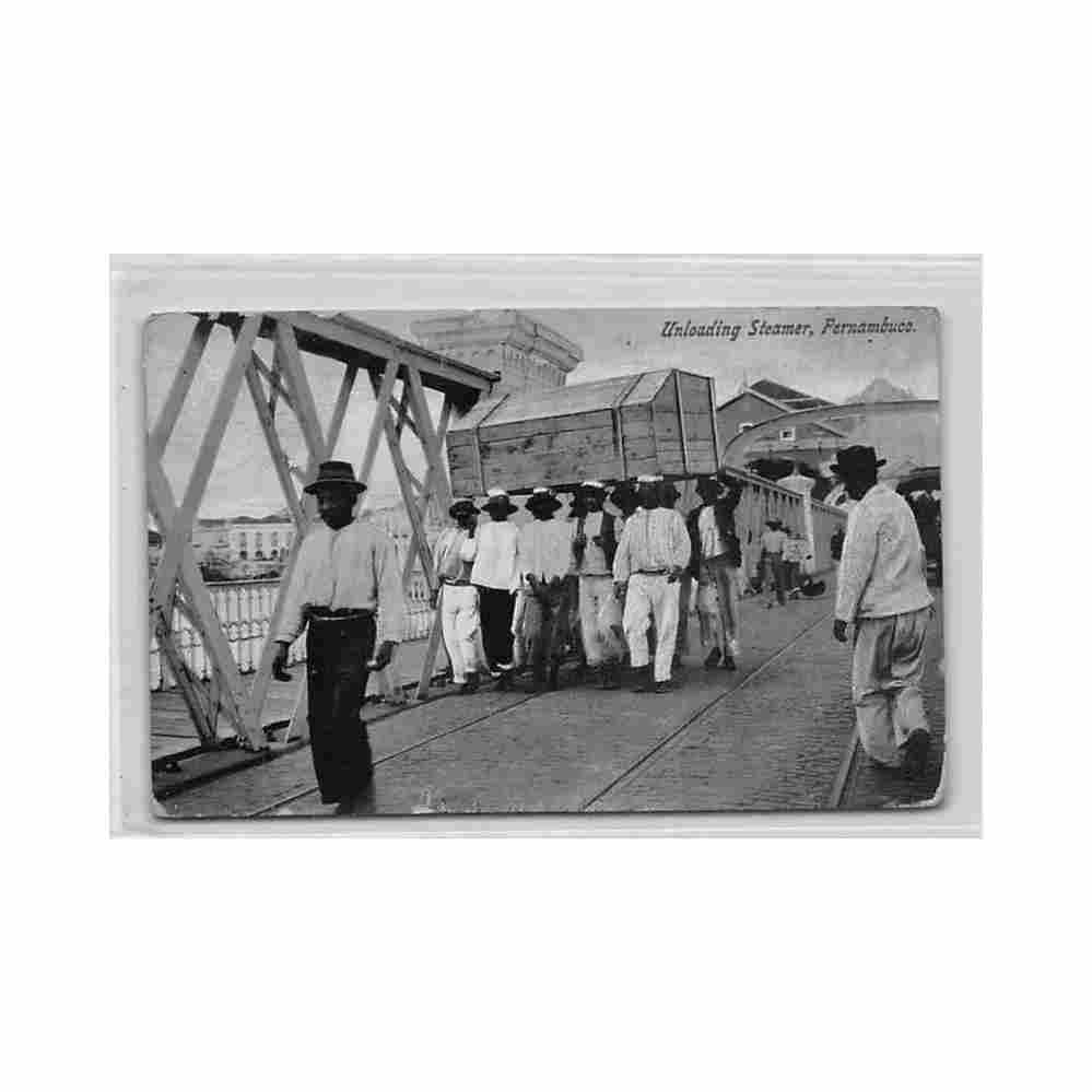 brasil recife unloading steamer ed desconhecido Vintage A4 Photo Print