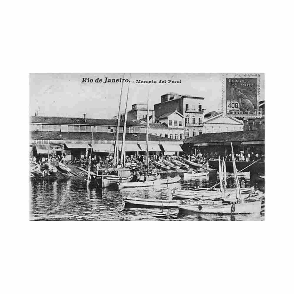 brazil rio de janeiro mercado de peixe ed desconhecido Vintage A4 Photo Print