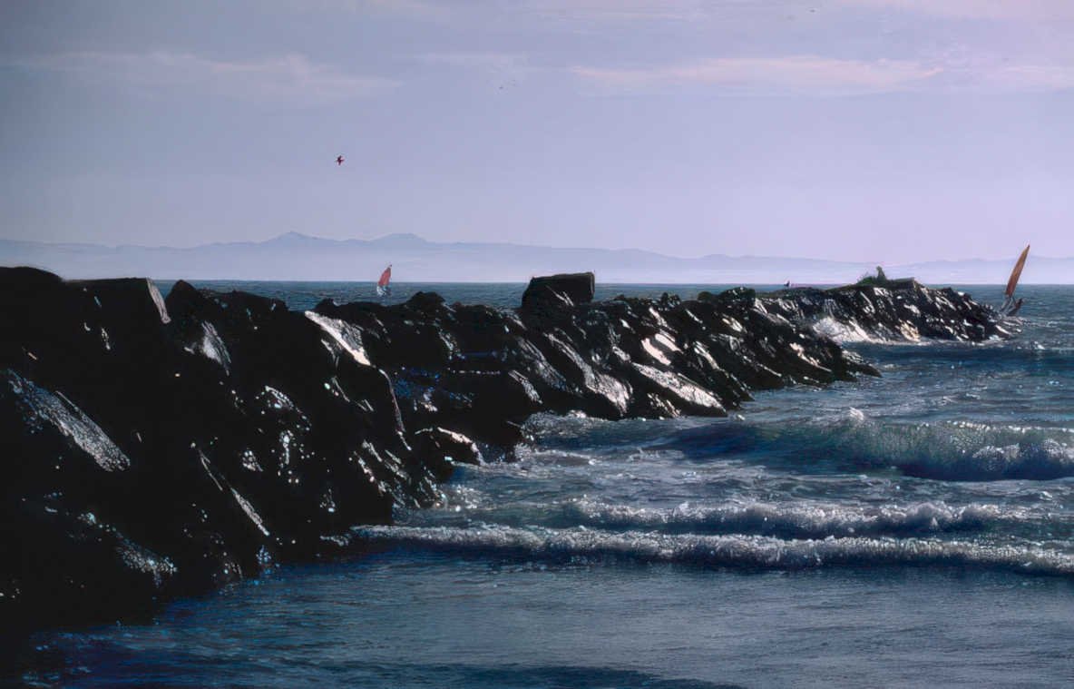 breakwater ocean windsurfing Vintage A4 Photo Print