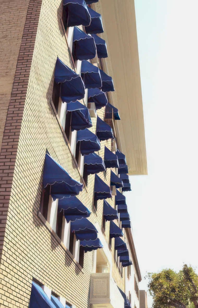 brick building awnings Vintage A4 Photo Print