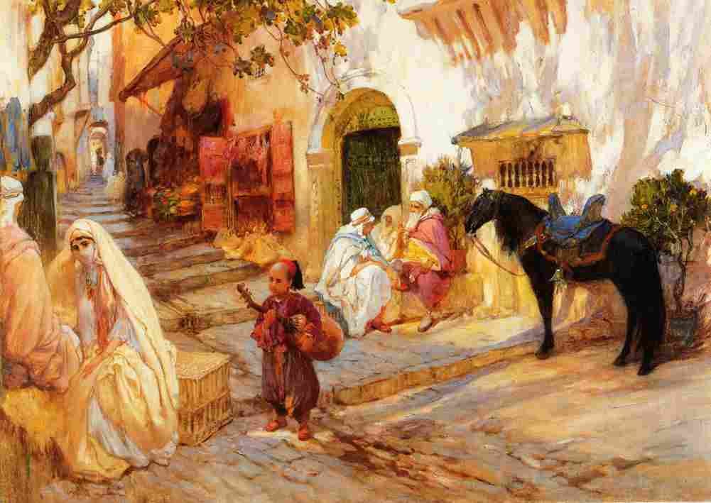 bridgman a street scene in algeria Art A4 Photo Print