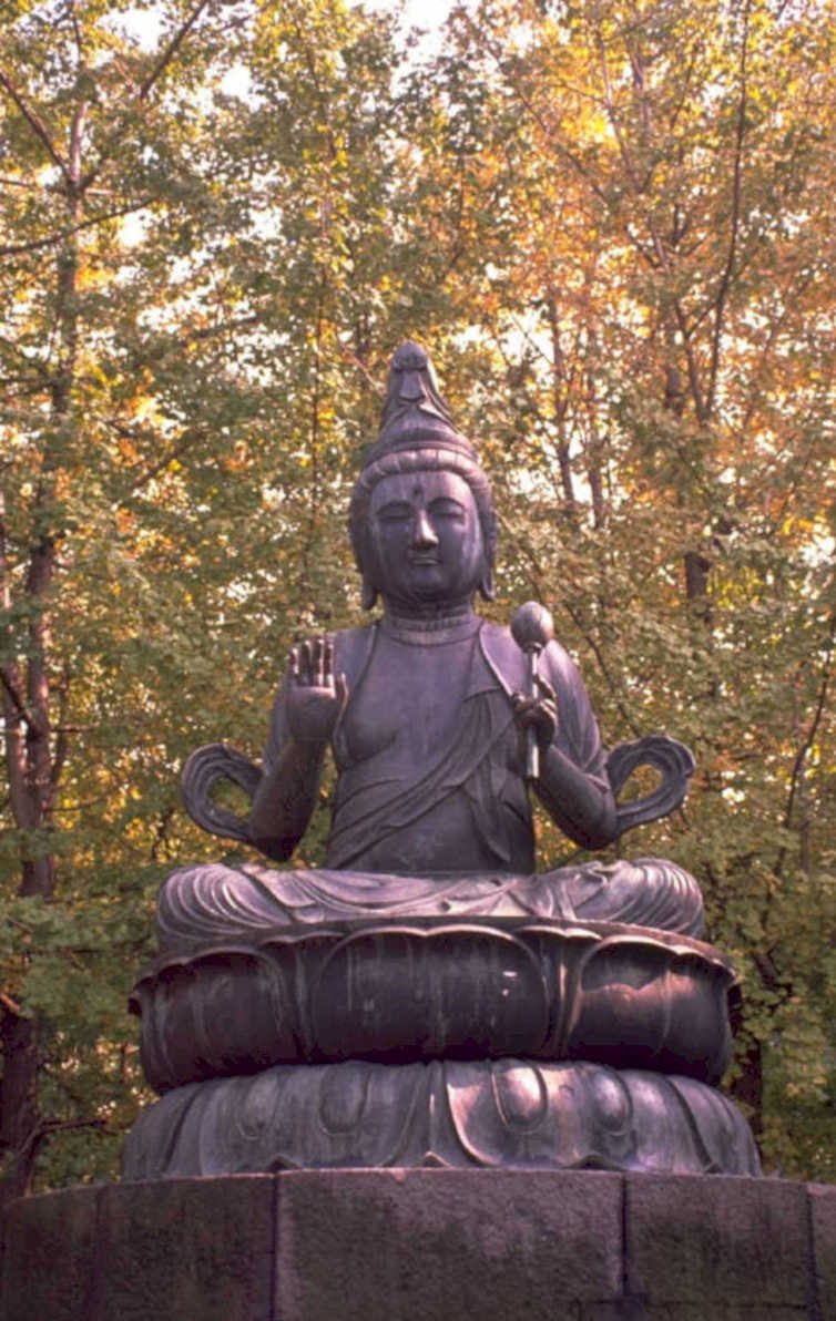 bronze buddha autumn 2 1980s 1990s A4 Photo Print