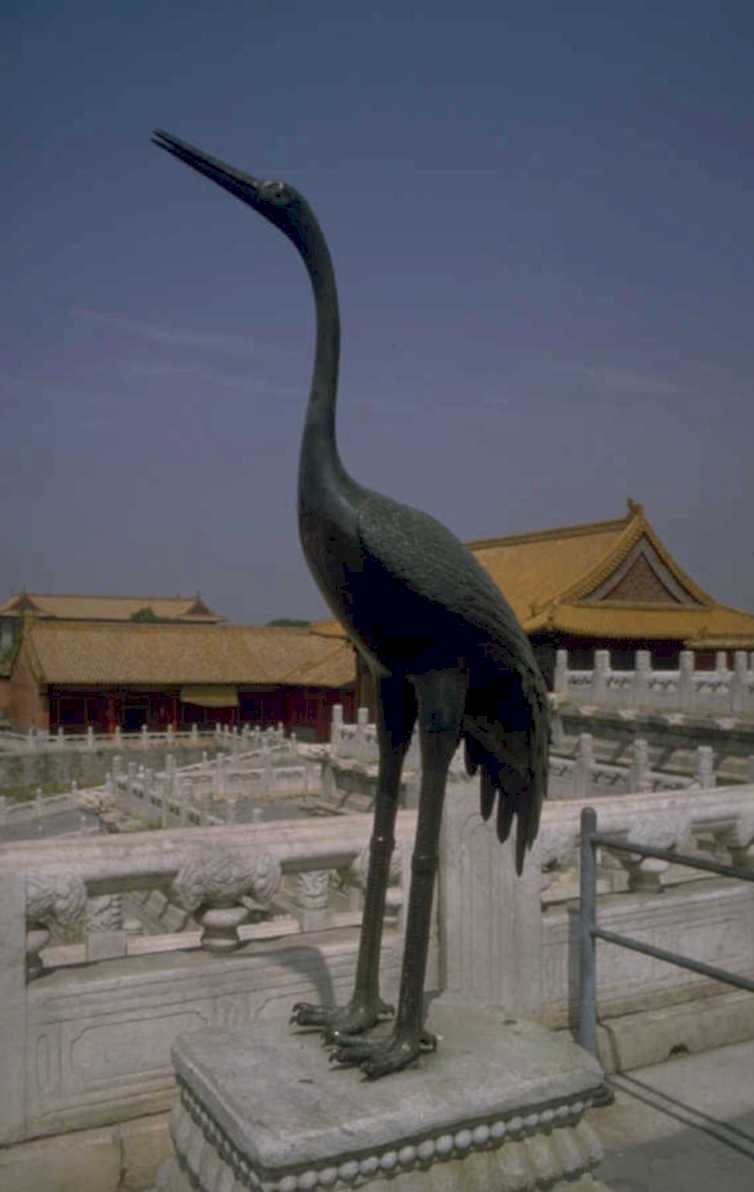 bronze crane statue 1980s 1990s A4 Photo Print