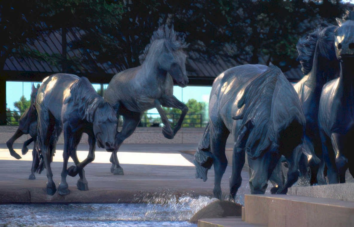 bronze horses fountain Vintage A4 Photo Print