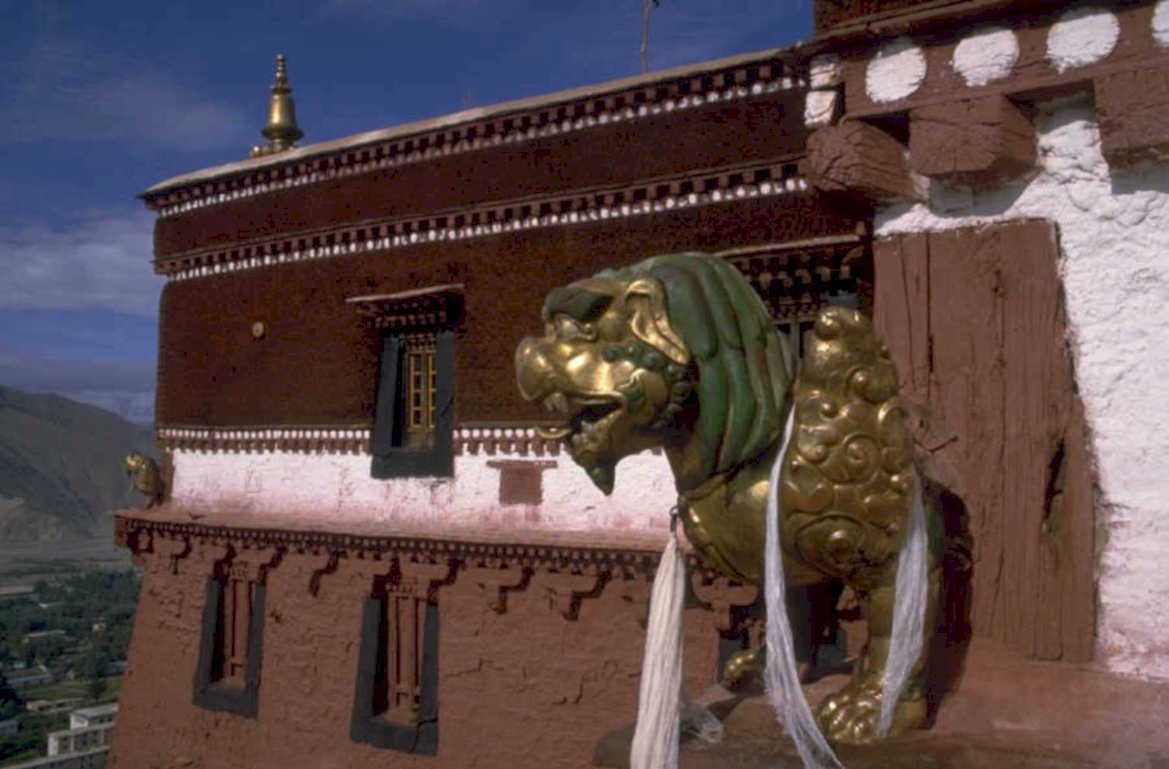 bronze lions statue 1980s 1990s A4 Photo Print