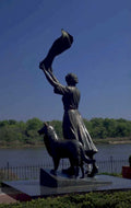bronze statue woman 1980s 1990s A4 Photo Print