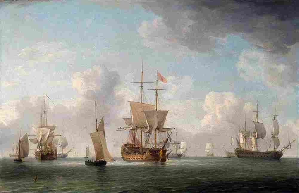 brooking English Ships Under Sail in a Very Light Breeze Art A4 Photo Print