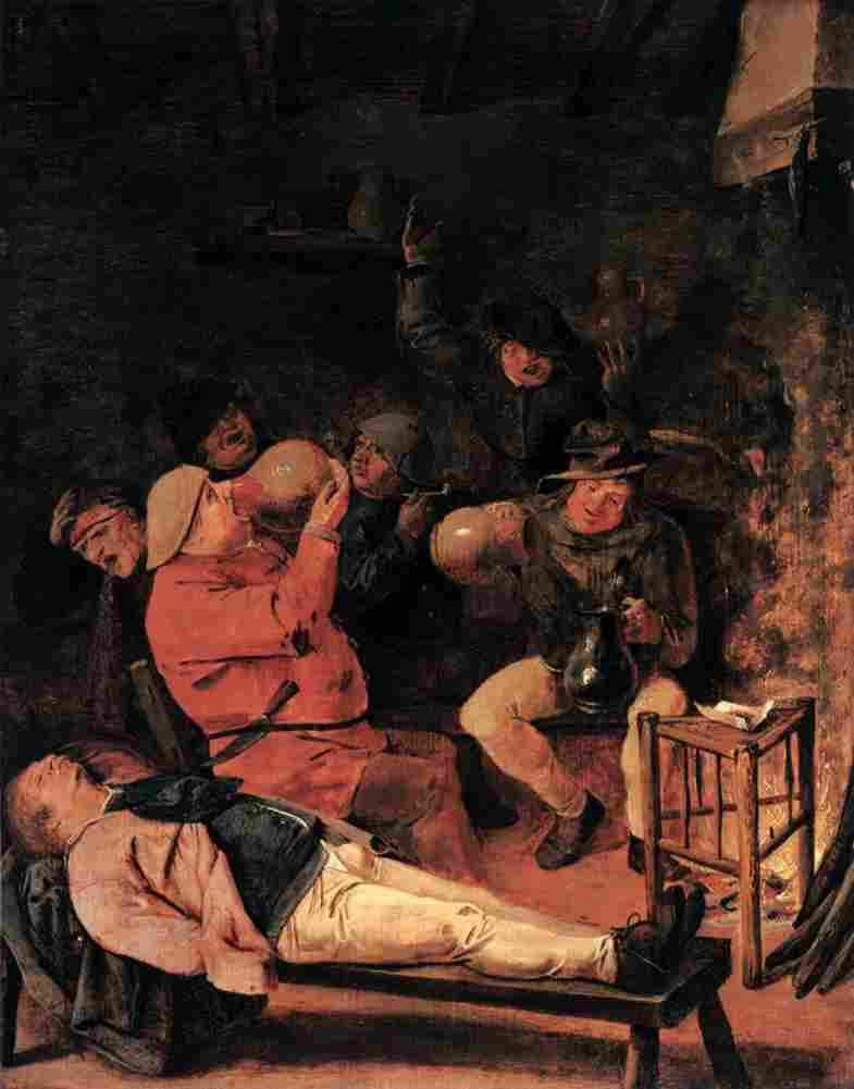 brouwer drunken peasant in a tavern Art A4 Photo Print