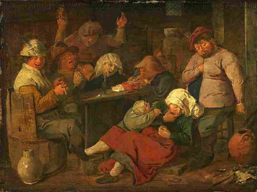 brouwer inn with drunken peasants Art A4 Photo Print