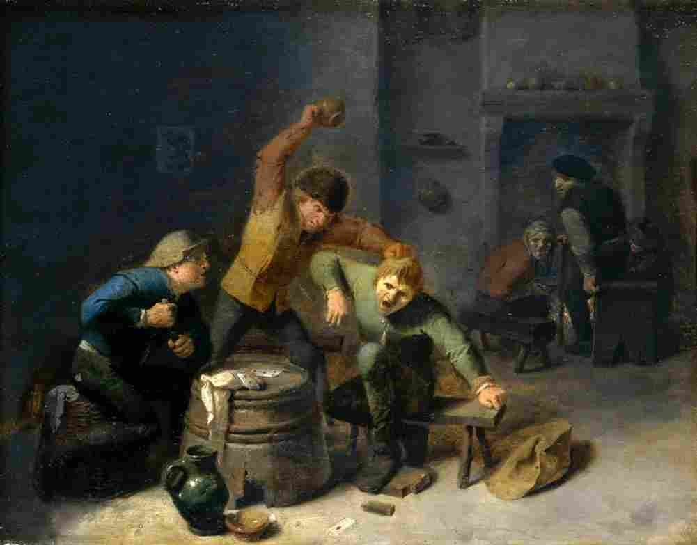 brouwer peasants brawling over cards Art A4 Photo Print