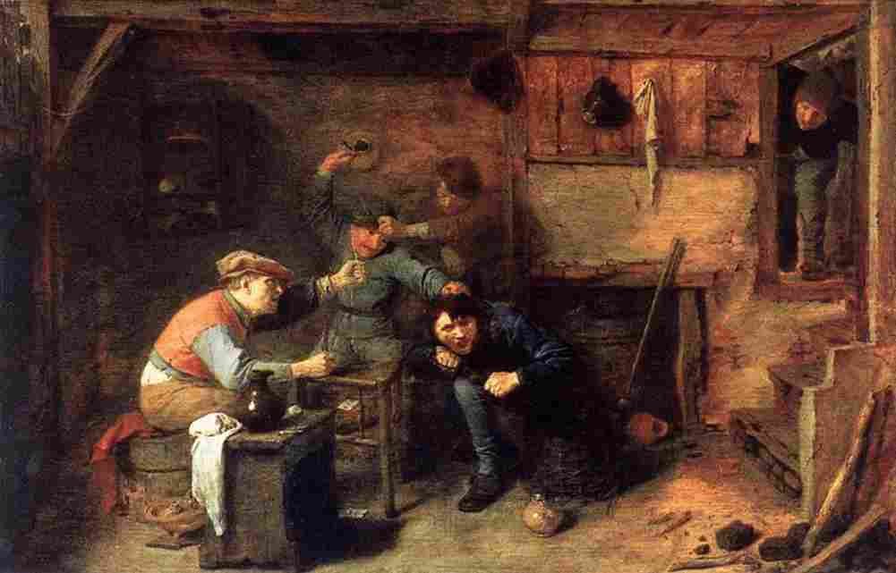 brouwer peasants fighting Art A4 Photo Print