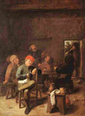 brouwer peasants smoking and drinking Art A4 Photo Print
