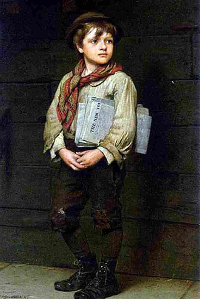 brown News Boy Art A4 Photo Print