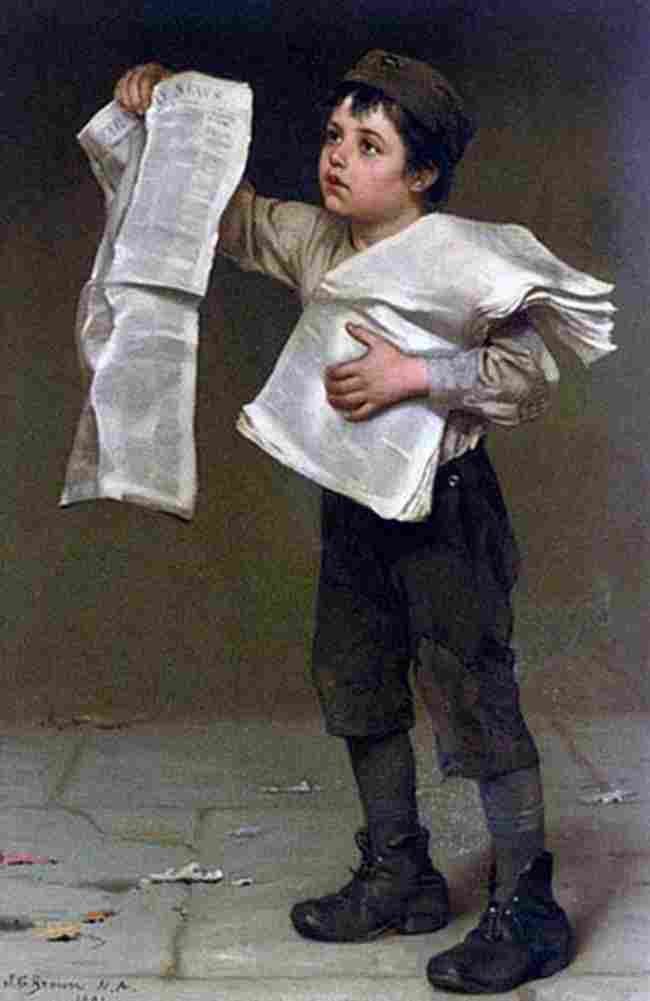 brown Newsboy Art A4 Photo Print