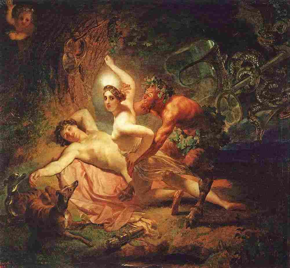 bryullov diana endymion and satyr Art A4 Photo Print