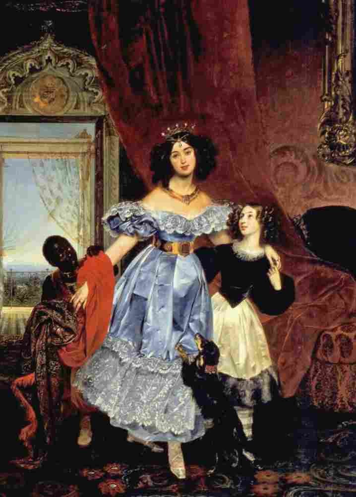 bryullov ulia samoylova with giovannina pacini and black boy Art A4 Photo Print