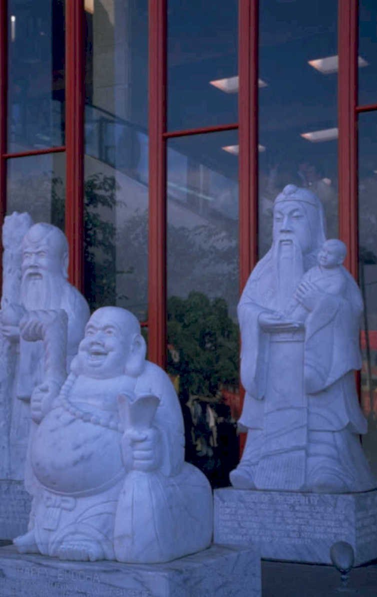 buddha statues courtyard 1980s 1990s A4 Photo Print