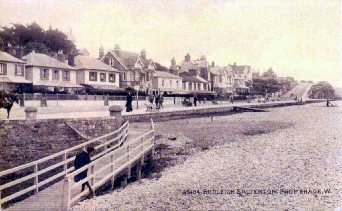 budleigh promenade beachVintage 1880s 1900s A4 Photo Print