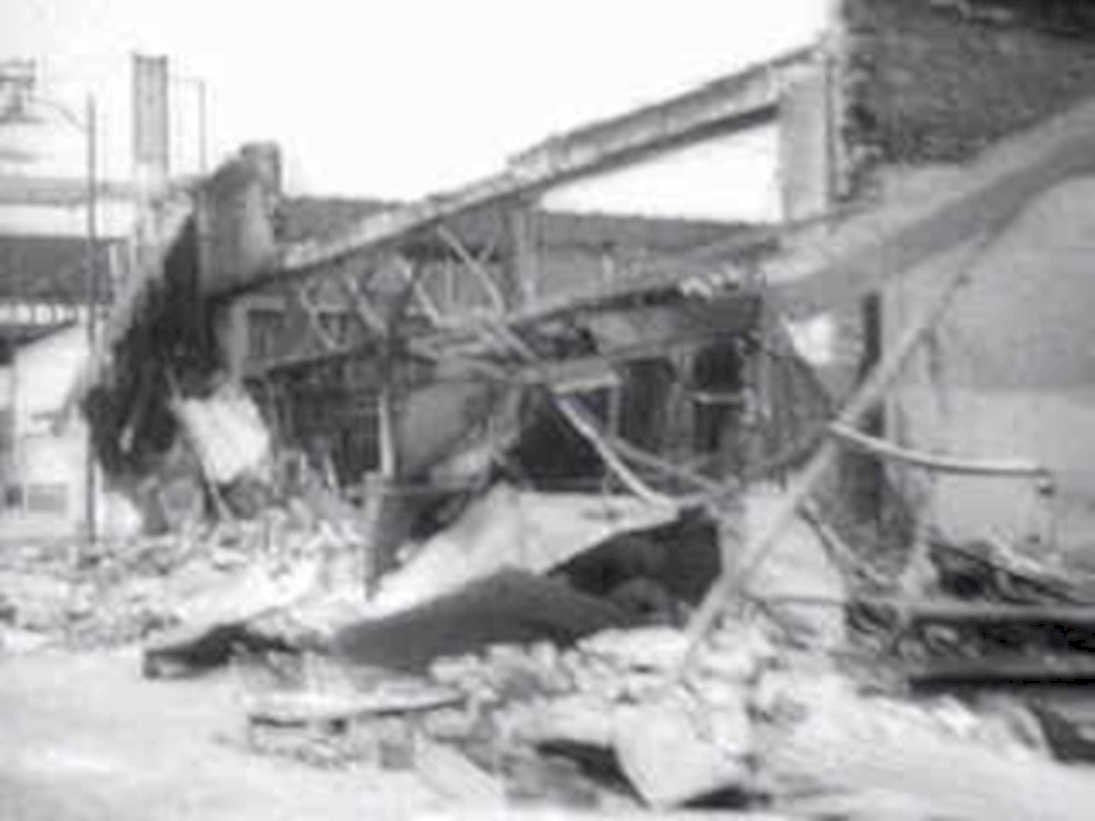 building explosion debris1980s 1990s A4 Photo Print