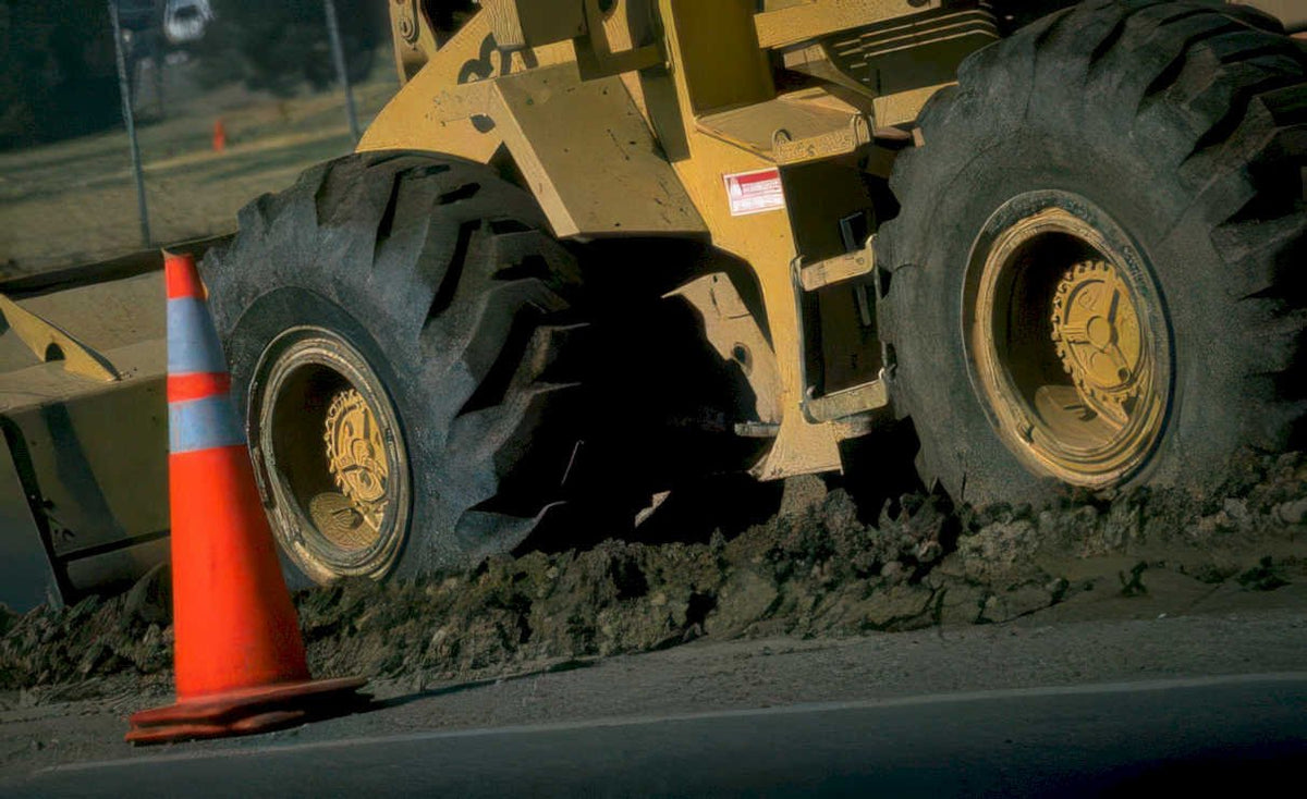 bulldozer traffic cone Vintage A4 Photo Print