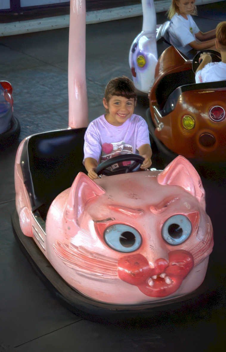 bumper cars boy Vintage A4 Photo Print