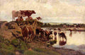 burke Cattle Watering Art A4 Photo Print