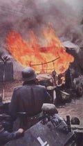 burning truck german Vintage world war A4 Photo Print