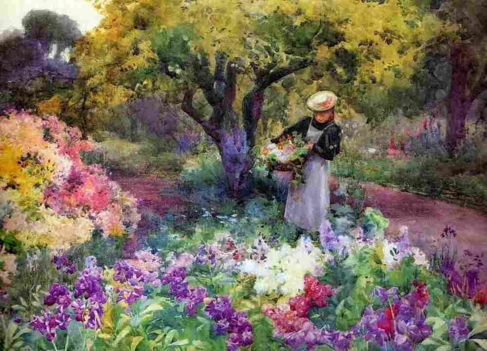 but mil Collecting Flowers Art A4 Photo Print