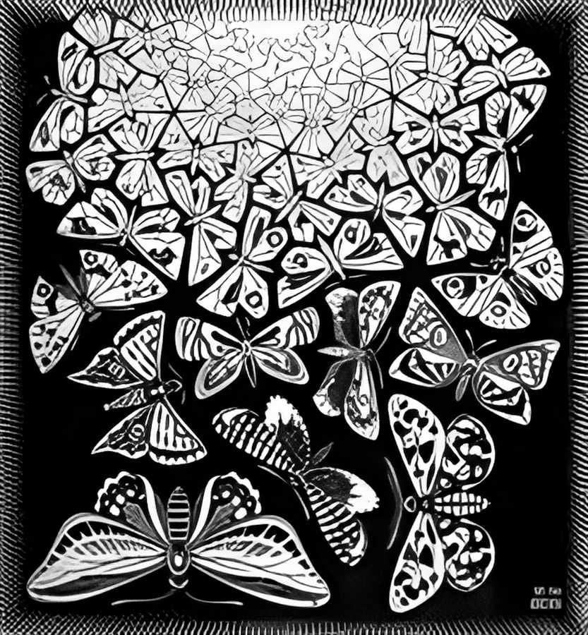 butterflies mc escher 1950 A4 Photo Print