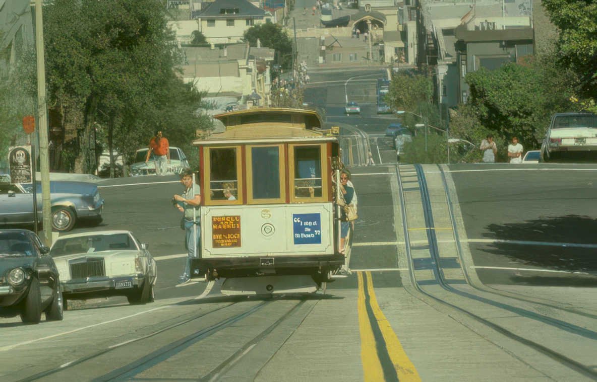 cable car lombard 1 Vintage A4 Photo Print