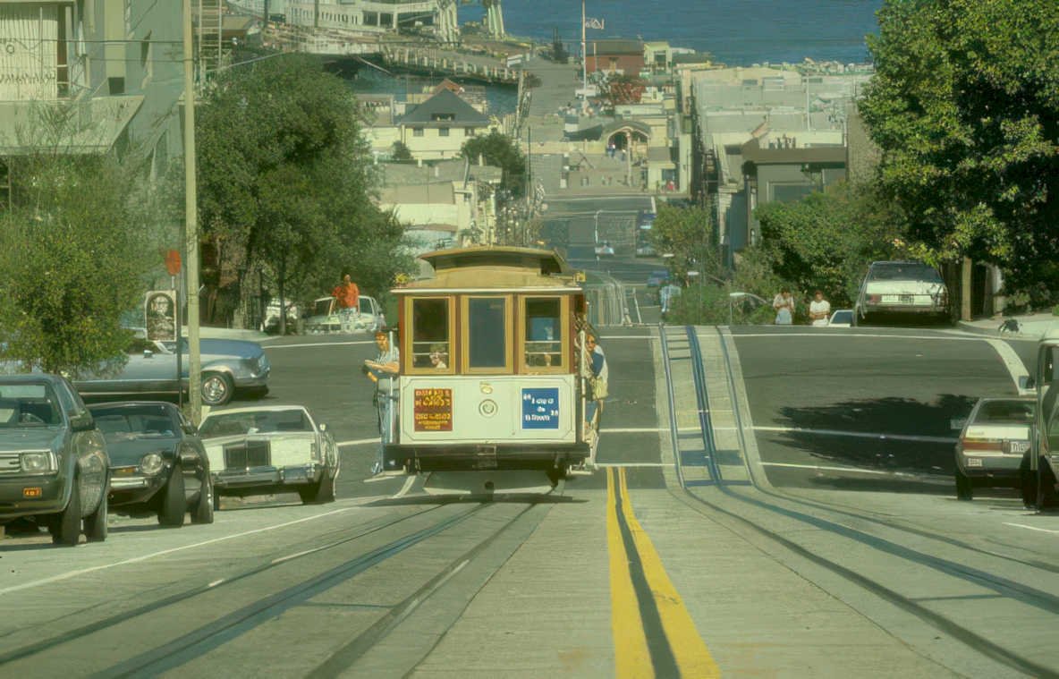 cable car lombard 2 Vintage A4 Photo Print
