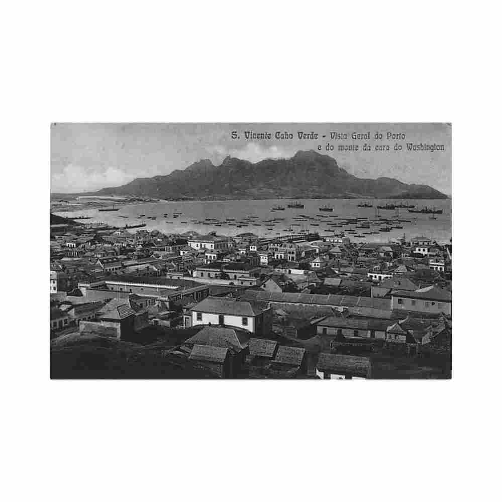 cabo verde sao vicente vista geral do porto e do monte da cara do washington ed giuseppe frusoni 3158 Vintage A4 Photo Print