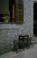 cafe table window 1980s 1990s A4 Photo Print