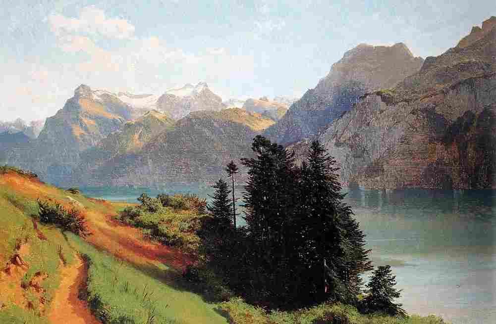 calame Lake Lucerne with Urirotstock Art A4 Photo Print
