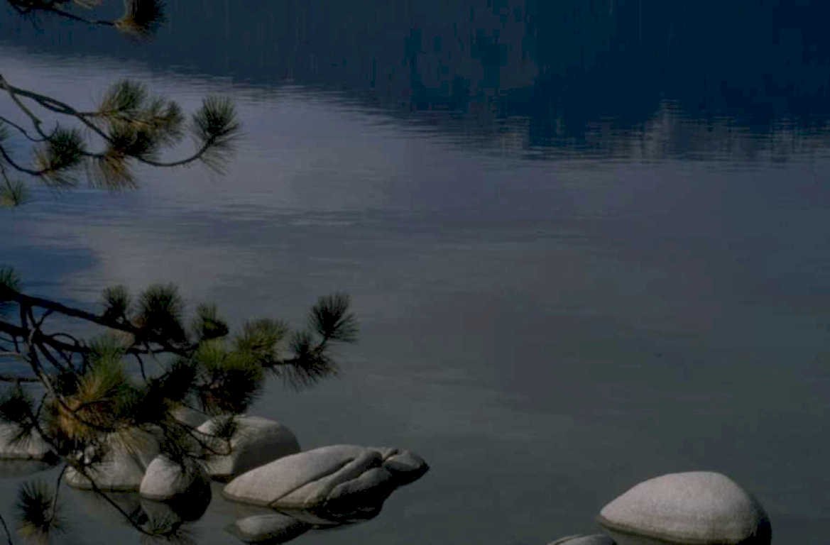 calm lake rocks 1980s 1990s A4 Photo Print