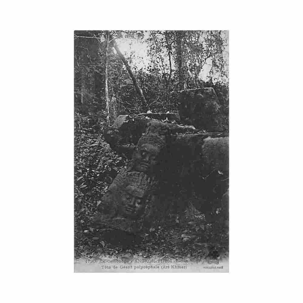 cambodia angkor thom giants head p dieulefils 1790 cambodge angkor thom tete de geant ed p dieulefils Vintage A4 Photo Print